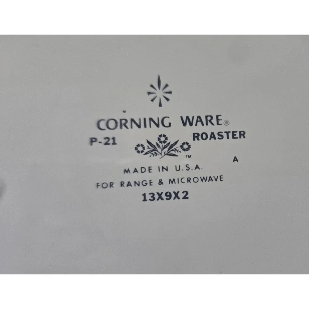 Vintage Corning Ware P-21 Blue Cornflower Roaster 13x9x2 Baking Dish USA